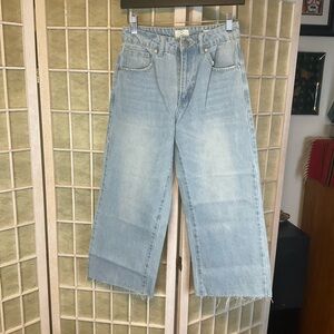 91 Cotton On Mid Wide Crop Jeans Light Wash Sz 2